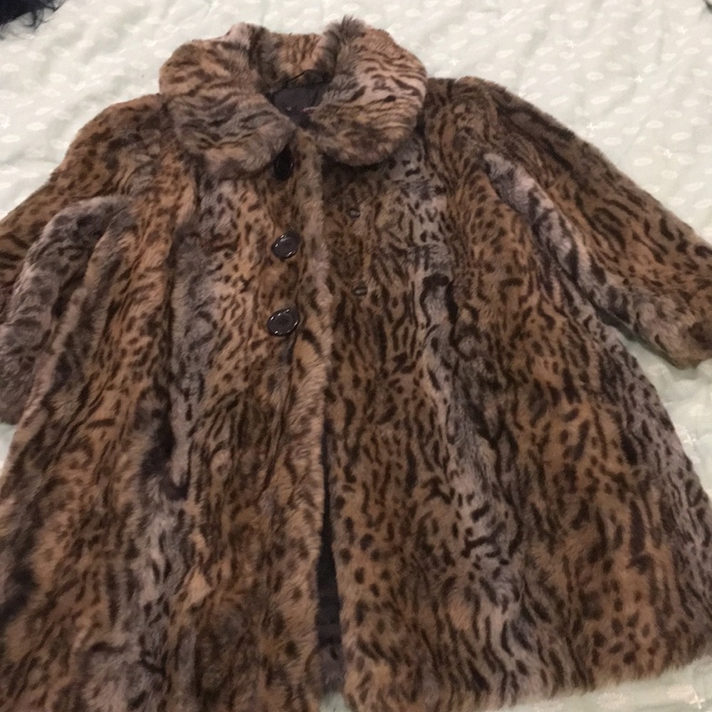 Faux leopard print coat